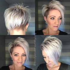 Short Hairstyles For Fine Hair, Haircut Undercut, Haircut Design, Trendy Short Hairstyles, Hair Short Bob, Asymmetrical Pixie Cuts, Hairstyles For Fine Hair, Asymmetrical Bob Haircuts