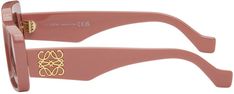 LOEWE.Black Rectangular Sunglasses.Rectangular acetate-frame sunglasses in pink..· Brown lenses.· 100% UVA/UVB protection.· Integrated nose pads.· Gold-tone logo hardware at temples.· Includes leather pouch.· Size: 46.22 140.Supplier color: Shiny Pink/Brown.Acetate..Made in Italy..241677F005058 Modern Pink Shield Sunglasses With Mirrored Lenses, Modern Pink Shield Sunglasses With Polarized Lenses, Modern Pink Shield Sunglasses With Tinted Lenses, Modern Pink Tinted Shield Sunglasses, Modern Pink Sunglasses With Tinted Lenses, Modern Pink Plastic Sunglasses, Modern Pink Plastic Cat Eye Sunglasses, Black Rectangular Sunglasses, Rectangular Sunglasses