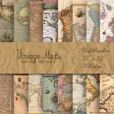 an old world map is shown with the words vintage maps printed on it's paper