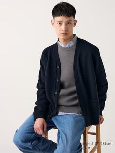 Lambswool Cardigan | UNIQLO US Casual Knit Cardigan, Casual Relaxed Fit Winter Cardigan, Casual Relaxed Fit Cardigan For Winter, Casual Relaxed Fit Crew Neck Cardigan, Casual Crew Neck Cardigan With Relaxed Fit, Casual Crew Neck Relaxed Fit Cardigan, Casual Cardigan With Pockets, Casual Oversized Cardigan For Workwear, Casual Relaxed Fit Sweater For Work