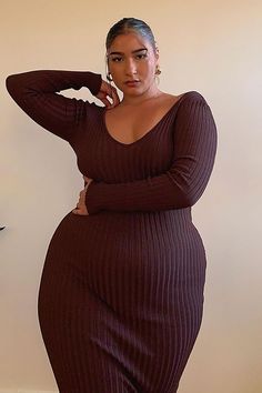 Available In Black Ribbed Dress V Neckline Ankle Length Long Sleeve Knit 70% Rayon 30% Nylon Imported | Kallan Knit Dress in Brown size X-Small by Fashion Nova Brown V-neck Ribbed Dress, Stretch Brown V-neck Bodycon Dress, Brown Stretch V-neck Bodycon Dress, Brown Ribbed Bodycon Dress, Brown Ribbed Stretch Sweater Dress, Brown Stretch Ribbed Sweater Dress, Stretch Ribbed Brown Sweater Dress, Fitted Brown Sweater Dress With V-neck, Brown Ribbed Long Sleeve Bodycon Dress