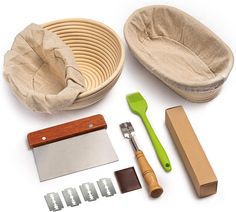 the tools are laid out on the table to be used for making pies and pie pans