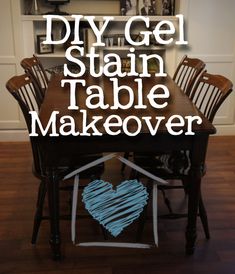 a table that has been made into a house with the words diy gel stain table makeover on it