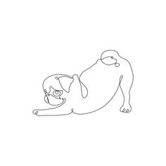 a black and white drawing of a dog laying on its back