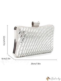 BirdinBag - Stunning 2023 Evening Handbag: Womens Banquet Handbag with Exquisite Chain Detailing Formal Rectangular Shoulder Bag With Chain, Elegant Box Bag With Chain, Silver Square Bags For Events, Square Evening Bag With Large Capacity For Parties, Square Large Capacity Evening Bag For Party, Large Capacity Square Evening Bag For Party, Elegant Rectangular Bag With Chain Strap, Elegant Pouch Bags As Fashion Accessory, Large Capacity Fashion Clutch