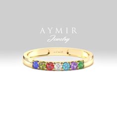 Give your loved ones an unforgettable gift with our gold ring that shines with personalized birthday stones. 14K Gold Birthstone Ring, Family Birthstone Ring, Personalized Birthstone Gold Ring, Dainty Birthstone Ring, Birthday Gift, Christmas Gift ♦ If you want this ring with different colored gemstones or set in 8K, 18K gold, please send us a message and we will quote you a price with the stones you want F E A T U R E S ▸ Made to Order ▸ Custom Gold Color: Yellow Gold, Rose Gold, White Gold ▸ B Family Birthstone Ring, Birthday Stone, Colored Gemstones, Gold Confetti, Ring Dainty, White Gold Band, Valentines Gift, Birthstone Ring, Elegant Jewelry