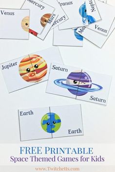 free printable space themed games for kids to learn about the planets and their names