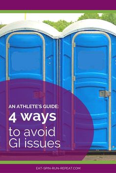 three blue portable toilets with the words 4 ways to avoid glissies on them