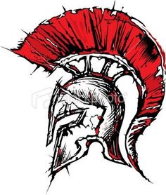 a drawing of a spartan's helmet