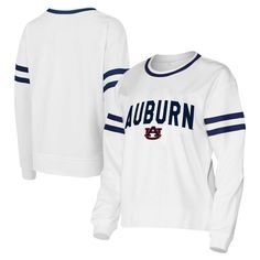 Enjoy casual comfort and show off your Auburn Tigers pride with this Concepts Sport Borough French Terry Arch Over Long Sleeve T-Shirt. This long sleeve tee boasts a cozy French terry construction, making it an ideal choice for cooler game days or lounging at home. The Auburn Tigers wordmark applique graphic on the chest, complemented by sewn-on stripes at the sleeves, adds a sporty touch to this comfortable and stylish top. Stylish Top, Tiger T Shirt, Auburn Tigers, Auburn, Long Sleeve Tee, Tigers, Sports Women, French Terry, Womens Clothing Tops