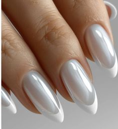 Nails 2024 White, White Nails Elegant, Nail Inspiration White, White On White French Manicure, Blue And White Nail Art, French White Nails, Nails French White, White Fall Nails, French Nails White