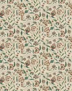 an old fashioned wallpaper with flowers and leaves