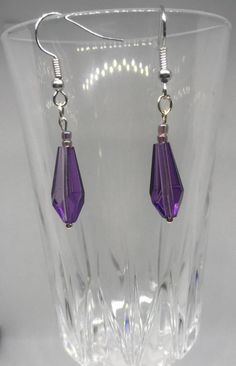 Purple Bead Earrings Purple Teardrop Metal Earrings, Purple Metal Beaded Drop Earrings, Purple Metal Earrings, Adjustable Purple Metal Earrings, Purple Adjustable Drop Crystal Earrings, Purple Drop Crystal Earrings Nickel Free, Nickel Free Purple Crystal Drop Earrings, Purple Drop Crystal Earrings, Nickel-free Purple Earrings For Party