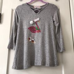 Super Soft, Super Adorable Girls Xl 3/4 Sleeved Shirt. Love The Skating Christmas Flamingo And Colors! Smoke And Pet Free Cute Long Sleeve T-shirt For Holiday, Holiday Pink Long Sleeve Tops, Pink Long Sleeve Holiday Top, Cute Long Sleeve Holiday T-shirt, Playful Long Sleeve Holiday Tops, Cute Holiday Tops For Spring, Cute Tops For Spring Holiday, Cute Spring Holiday Tops, Cute Pink Top For Holiday