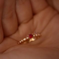 Simple Red Heart Ring, Ruby Heart Ring Gold, Jewellery Lookbook, Ruby Engagement Ring Gold, Ruby Promise Ring, Red Heart Ring, Ruby Birthstone Ring, Ruby Ring Designs, Ruby Heart Ring