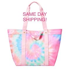 Stoney Clover Lane Pink Rainbow Tie Dye Beach Tote Extremely Rare Limited Edition, Target Exclusive Pink Rainbow Tie Dye Beach Bag Tote Bag Spacious Main Compartment With Interior Zip Pocket Double Handles, Magnetic Closure 13.75” (H) X 22” (W) X 8” (D) Customizable With Patches 100% Polyester Care: Spot Clean Please Note, Paper Stuffing That Gives The Bag Shape In Photos Will Be Removed Prior To Shipping. Same Day Shipping If Purchased Before 4:30pm Est Extremely Limited Supply Has Caused The V Pink Tote Bag For Vacation, Trendy Pink Beach Bag For Travel, Multicolor Summer Bag With Removable Pouch, Multicolor Shoulder Bag For Daily Use And Vacation, Trendy Summer Weekender Bag, Casual Multicolor Weekender Bag For Vacation, Multicolor Tote Weekender Bag For Vacation, Trendy Pink Beach Bag For Everyday, Trendy Pink Canvas Bag For The Beach