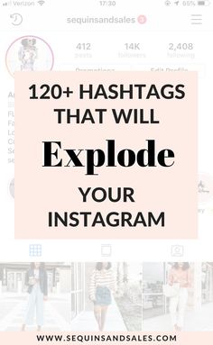 an instagram with the words, 20 hashs that will explode your instagram