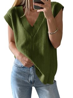 Lasaky - Simplicity Collection: Solid Color Loose Fit Short Sleeve Knit Sweater Top Short Sleeve Knit Sweater, Knit Sweater Top, Brown Outfit, Yoga Tank Tops, Three Quarter Sleeves, Quarter Sleeve, Types Of Collars, Clothing Patterns, Workout Shorts