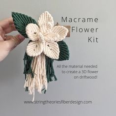 the macrame flower kit is ready to be made into an ornament