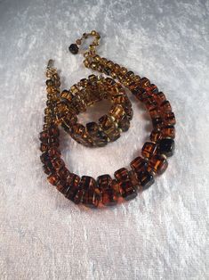 Hobé Demi Parure of Graduating Square Glass Givre Beads double-strand Necklace, Bracelet Shades of Yellow Brown & Orange-heavy 1940 - Etsy Vintage Amber Rectangular Jewelry, Vintage Adjustable Rectangular Necklace, Vintage Brown Rectangular Jewelry, Vintage Glass Bracelets For Jewelry Making, Vintage Adjustable Glass Jewelry, Elegant Rectangular Czech Glass Jewelry, Ava Gardner, Floral Pins, Double Strand Necklace