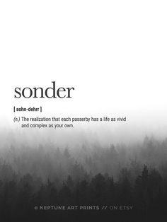 a black and white photo with the words sonder written in it's upper right corner