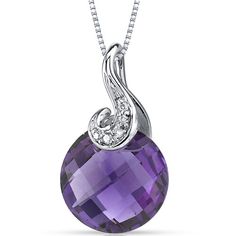 Amethyst Pendant Necklace 14 Karat White Gold Round 3.5 cts P9174 top Womens Diamond Necklace, Must Have Jewelry, White Diamond Jewelry, Palace Gardens, November Birthstone Necklace, Jewelry Questions, March Birthstone Necklace, Amethyst Necklace Pendant, Blue Topaz Pendant