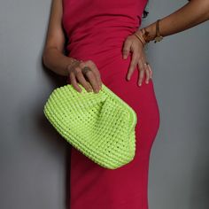 "NEON Green Clutch Bag, Wedding Clutch Bag, Woman Evening Bag 📌 Elevate your style and make a bold statement with our Neon Yellow Clutch Bag, the ultimate accessory for formal events, weddings, and vibrant parties. 📌 Crafted with neon-effect yarn, this bag not only stands out but also shines brilliantly in the light. 📌 The neon yarn comes in three captivating colors: yellow, pink, and orange, allowing you to choose a shade that matches your personality and style. 📌 With three different sizes Summer Event Pouch Bags, Summer Event Clutch Bag, Green Handheld Shoulder Bag For Wedding, Handheld Green Shoulder Bag For Wedding, Elegant Green Evening Bag For Summer, Summer Wedding Clutch Evening Bag, Summer Wedding Handheld Evening Bag, Party Clutch Bag With Zipper Pouch, Party Clutch Bag With Zipper