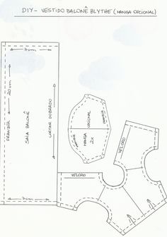 a paper cut out of a sewing pattern for a dollhouse with the measurements shown