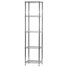 four tier shelving unit in chrome steel