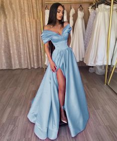 Prom Dresses Long Elegant, Prom Dress Off The Shoulder, Blue Long Prom Dress, Prom Dresses Off The Shoulder, Evening Party Gowns, Party Gown, Message Box, Party Gowns, Long Prom Dress