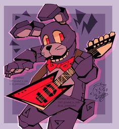 an animal with a guitar in its hand and some rocks on it's back