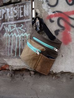 Hip Bag Waxed Canvas Travel Belt Mint Zippers  Pouch Festival Bag Fanny Pack Babywearing Bag Pouch Ideas, Travel Belt, Etsy Inspiration, Bag Belt, Crochet Wool, Festival Bag, Belt Pouch, Etsy Favorites, Bum Bag