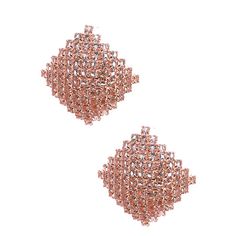 Rose Gold Plating Square Cubic Zirconia Dangle Earrings Rose Gold Diamond Earrings For Party, Glamorous Rose Gold Crystal Earrings For Pierced Ears, Rose Gold Earrings With Sparkling Stones For Evening, Rose Gold Crystal Earrings For Evening, Rhinestone Earrings, Gold Plating, Rose Gold Plates, Diamond Shapes, Cubic Zirconia