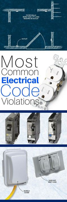 an advertisement for the most common electrical code violations, including two different types of wires