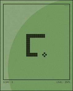 the letter c is made up of squares in green and black on a light green background