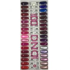 Nail Color Pallets, Dnd Gel Polish Colors Swatches, Dnd Gel Polish Colors Winter, Dnd Color Swatches, Dnd Swatches, Dnd Polish, Dnd Colors, Dnd Nails, Nails Dnd