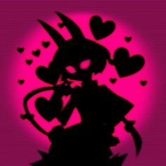 the shadow of a girl with hearts on her head is shown in front of a pink background