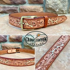 the belt has an intricate design on it