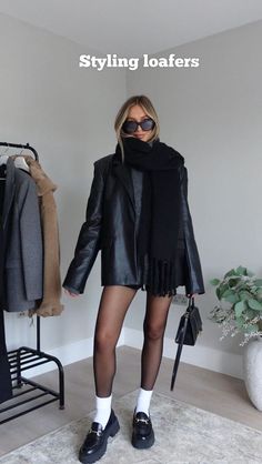 #fashion #Relationship #diy Winter Outfits Black Blazer, Black Shorts And Loafers, Sock Loafers Outfit, Outfit Ideas With Mocassins, Looks With Loafers Women, Chunky Loafer Styling, Blazer Dress With Loafers, Alexx Coll Outfits, Platform Black Loafers Outfit