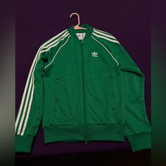 Never Worn, In Great Condition. Adidas Green Winter Windbreaker, Green Adidas Sweatshirt For Streetwear, Green Adidas Jacket, Adidas Sweatshirt Green, Adidas Casual Track Jacket With Double-lined Hood, Adidas Star Wars, Adidas Suede, Adidas Star, Rita Ora Adidas