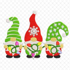 Bring festive cheer to your projects with this delightful "Christmas Gnome Trio" embroidery design! Featuring three adorable gnomes adorned with holiday lights and hats, this design is perfect for Christmas-themed decor, gifts, and clothing. Add a touch of whimsy and joy to your holiday creations! File Sizes (Height): 3.5 inches 4.5 inches 5.5 inches 6.5 inches 7.5 inches Formats Included: CND, DST, EXP, HUS, JEF, PES, VP3, XXX, EMB - compatible with most embroidery machines. How to Use: Instant Holiday Gnomes, Themed Decor, Home Decor Gifts, Embroidery Machines, Xmas Ornaments, Festive Holiday, Holiday Lights, Holiday Festival