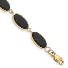 14k Yellow Gold Black Onyx Bracelet 7.25 Inch Gemstone Fine Jewelry Gifts For Women For Her Bracelets IceCarats.com Designer Jewelry Gift USA Black Onyx Bracelet, Onyx Bracelet, Jewelry For Men, Traditional Fashion, Emerald Jewelry, Hinged Bangle, Fine Jewelry Gift, Polish Jewelry, Black Stone