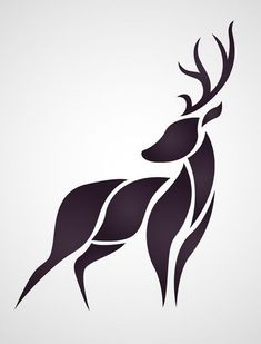 the silhouette of a deer's head with long horns