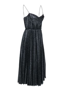 Make sure you're dressed to impress in this Lela Rose dress that will have you sparkling like a diamond! Perfect for any special occasion, this style will give you that glam look with strappy heels and a silver clutch. Shine on this holiday season! Size 6 Shell 72% Nylon, 18% Elastane, 10% Metallised Polyester Lining 100% Polyester Invisible zipper back Cowl neckline Sleeveless straps Pleated bottom Bust 38" Waist 30" Shoulder to hem 48.5" Chic Evening Dress For Prom Gala, Elegant Shimmer Dress With Spaghetti Straps, Elegant Spaghetti Strap Dress With Shimmer, Chic Shimmer Dress With Spaghetti Straps, Glamorous Spring Evening Dress For Gala, Glamorous Spring Gala Evening Dress, Chic Evening Dress For Prom Season Date Night, Chic Evening Dress For Date Night During Prom Season, Chic Evening Dress For Prom