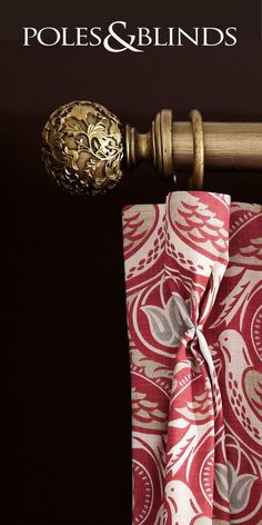 £184 wooden curtain pole in gold black Wooden Curtain Rings, Country Floral, Curtain Rings