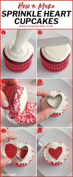 how to make sprinkle heart cupcakes for valentine's day or any special occasion