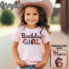 This is a perfect Shirt for your toddlers Birthday or just for everyday wear! Let us know what Name and Number for the back of shirt. Message us if you would like something special and different. We can do anything ! :) HOW TO ORDER 1. SELECT Design  2. CHOOSE Size 3. PERSONALIZATION BOX: Please put color of shirt (colors only available in short sleeves; long sleeve are white and heather grey; if no color is stated we will do it on white) spelling of name for back of shirt and age.  **Adult/Fami Pre-shrunk Pink Shirt For Birthday, First Birthday Name Print Top, Pink Letter Print Shirt For Birthday, Casual Pink Shirt For Birthday, Cute Short Sleeve Birthday Shirt, Pink Letter Print Shirt For Birthday Gift, Pink Shirt With Letter Print For Birthday Gift, Cute Tops With Name Print For Birthday Gift, Casual Personalized Shirt For Birthday