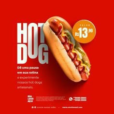 a hot dog on a bun with ketchup and relish advertise