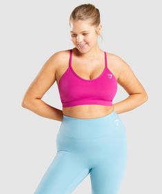 Gymshark V Neck Training Sports Bra - Pink | Gymshark Pink Gymshark, Neck Training, Dream Fitness, Fitness Attire, Fitness Wear Women, Best Sports Bras, Supportive Sports Bras, Gym Workout Outfits, Gym Clothes Women