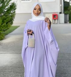 'Zahra' Batwing Abaya - Lavender | Jaela Modest Fashion Batwing Abaya, Farasha Abaya, Outfits Muslim, Muslim Clothes, Abaya Outfit, Modest Dresses Fashion, Muslim Women Fashion, Mode Abaya, Muslim Women Hijab